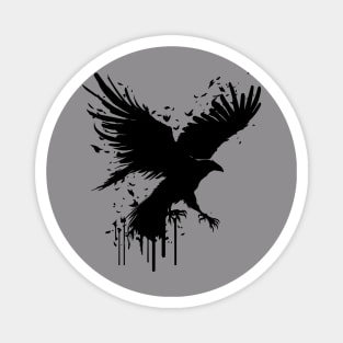 flying black raven Magnet